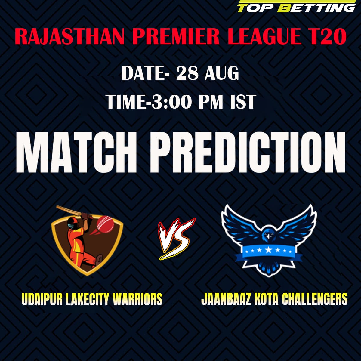 Udaipur Lakecity Warriors vs. Jaanbaaz Kota Challengers – Rajasthan Premier League Match Prediction