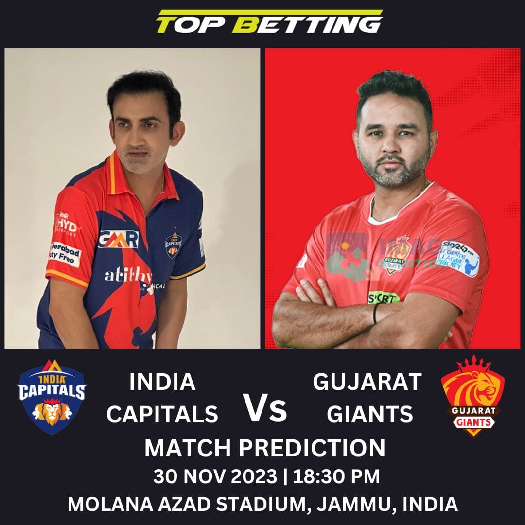 INDIA CAPITALS VS GUJARAT GIANTS Match Prediction and Betting Tips: LEGENDS LEAGUE CRICKET 2023