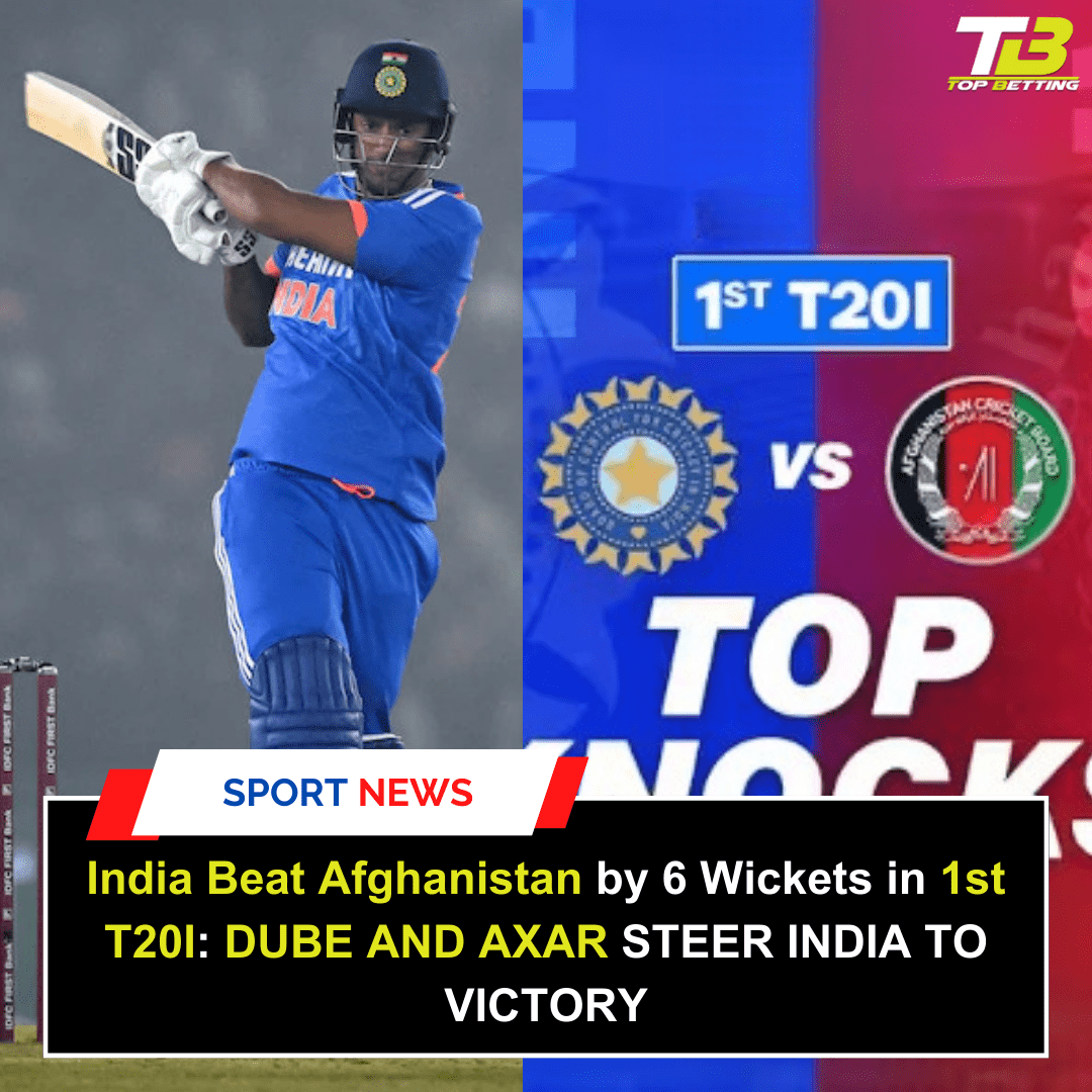 India Beat Afghanistan by 6 Wickets in 1st T20I: DUBE AND AXAR STEER INDIA TO VICTORY